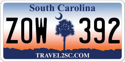 SC license plate ZOW392