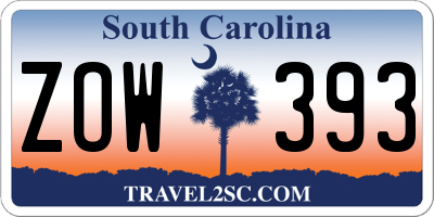 SC license plate ZOW393