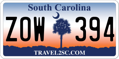 SC license plate ZOW394
