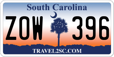 SC license plate ZOW396