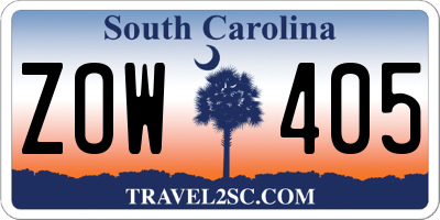 SC license plate ZOW405