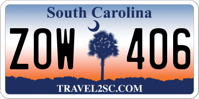 SC license plate ZOW406