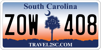 SC license plate ZOW408