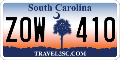 SC license plate ZOW410