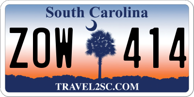 SC license plate ZOW414