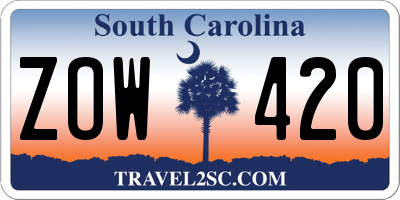 SC license plate ZOW420