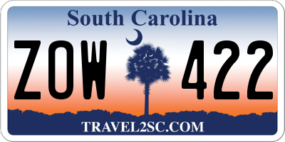 SC license plate ZOW422
