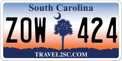 SC license plate ZOW424