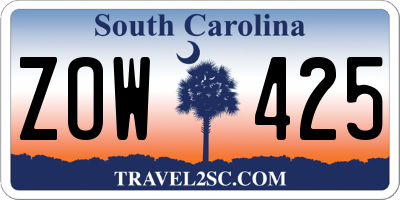 SC license plate ZOW425