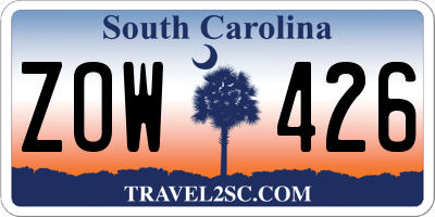 SC license plate ZOW426