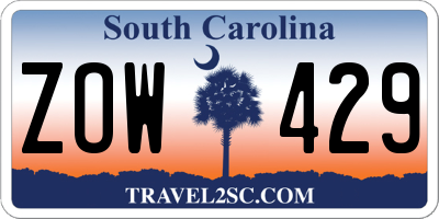 SC license plate ZOW429