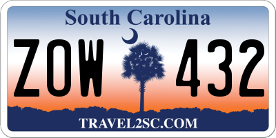 SC license plate ZOW432