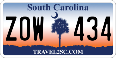 SC license plate ZOW434