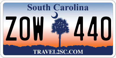 SC license plate ZOW440