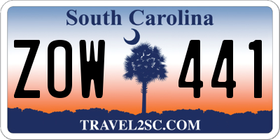 SC license plate ZOW441