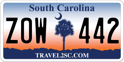 SC license plate ZOW442