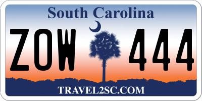 SC license plate ZOW444