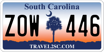 SC license plate ZOW446