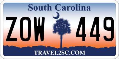 SC license plate ZOW449