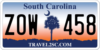 SC license plate ZOW458