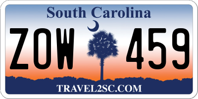 SC license plate ZOW459