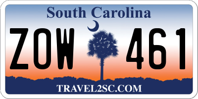 SC license plate ZOW461