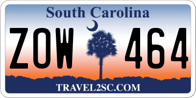 SC license plate ZOW464