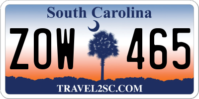 SC license plate ZOW465