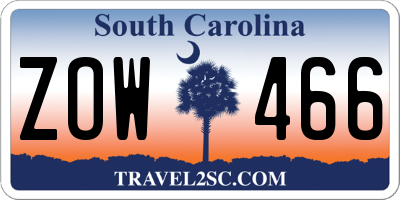 SC license plate ZOW466