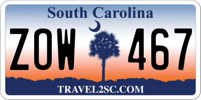 SC license plate ZOW467