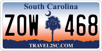 SC license plate ZOW468