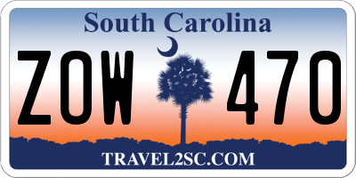SC license plate ZOW470