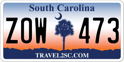SC license plate ZOW473