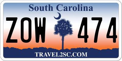 SC license plate ZOW474