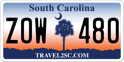 SC license plate ZOW480