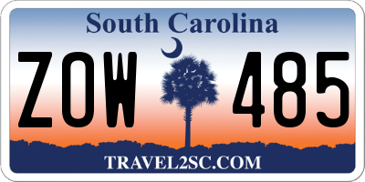 SC license plate ZOW485