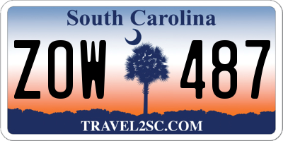 SC license plate ZOW487