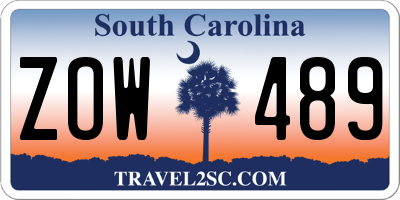 SC license plate ZOW489