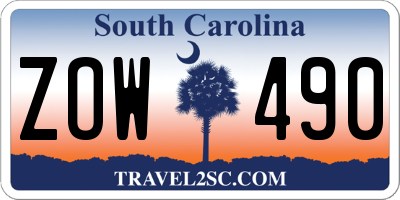 SC license plate ZOW490