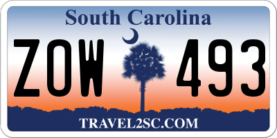 SC license plate ZOW493