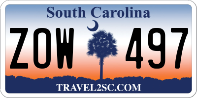 SC license plate ZOW497
