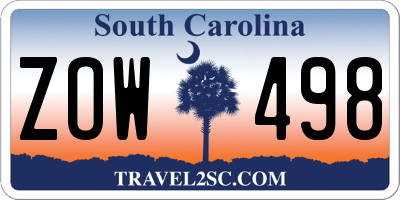 SC license plate ZOW498
