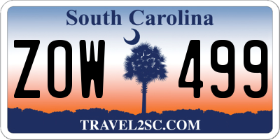 SC license plate ZOW499