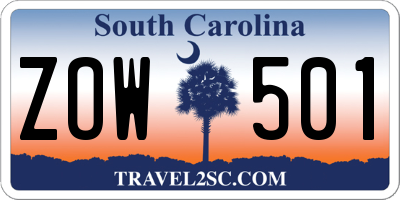SC license plate ZOW501
