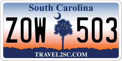 SC license plate ZOW503