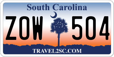 SC license plate ZOW504
