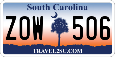SC license plate ZOW506