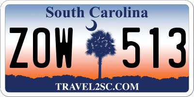 SC license plate ZOW513