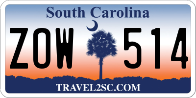 SC license plate ZOW514