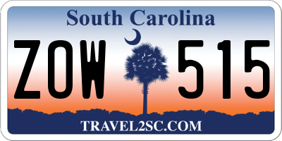 SC license plate ZOW515